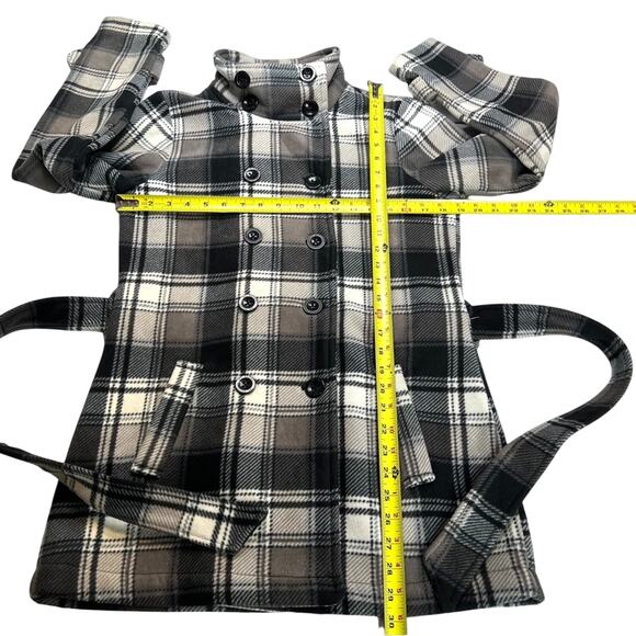 Ike Behar Plaid Double Breasted Belted Coat Jacket M Classic Preppy Academia - Picture 7 of 10